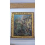 Oil on Canvas - The Watermill at Sunset - signed Dubois - 70cm x 59cm - with gallery label Dubois,