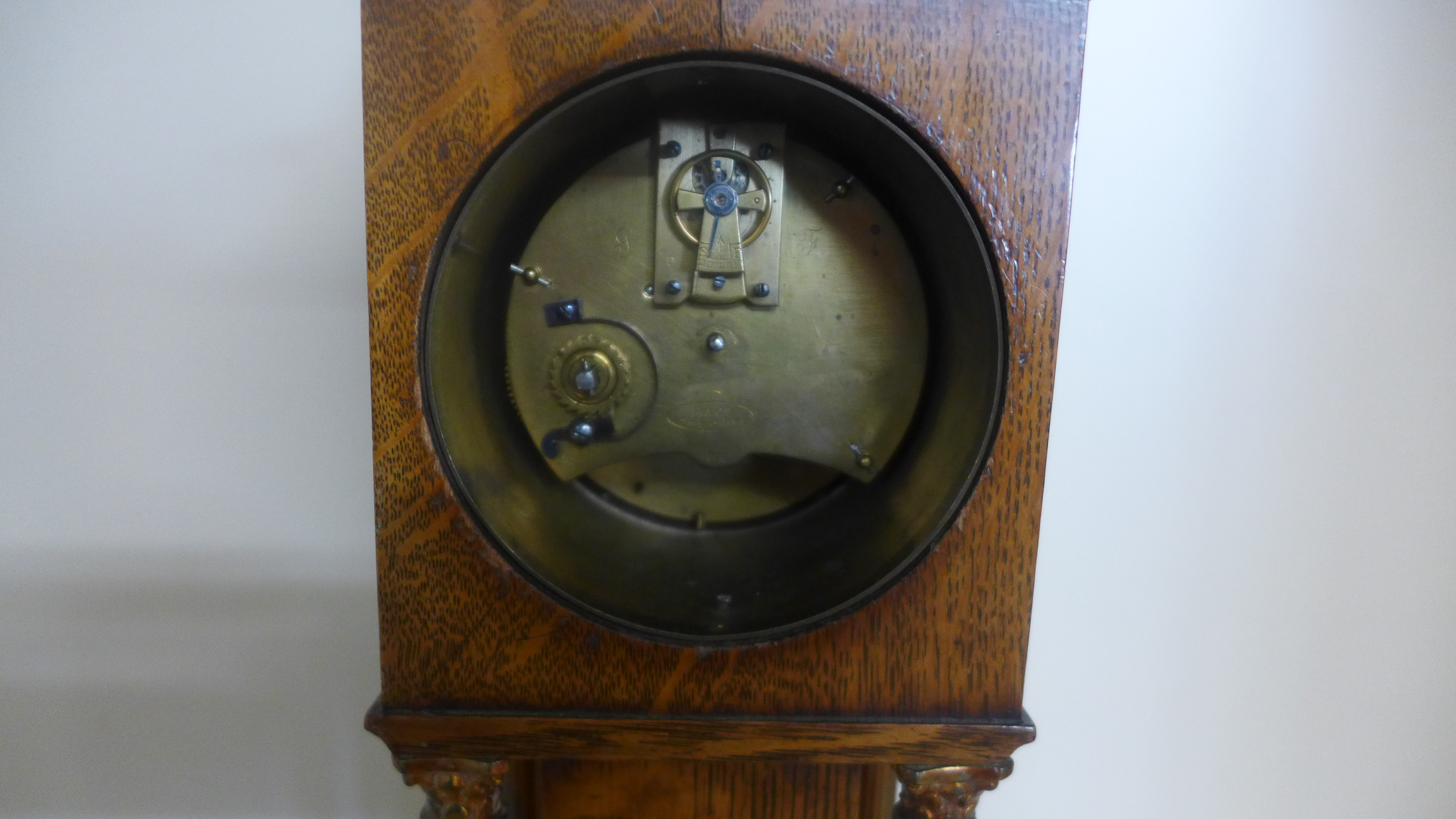 A miniature oak and ormolu mounted grandfather clock with a French movement by R and Co Paris - - Image 3 of 3