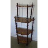 A mahogany and inlaid four tier what not - Height 136cm x 60cm x 26cm