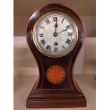An 8 day mahogany case balloon clock with inlay dial marked J Dorrant & Son,