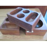 Three Victorian hardwood coin blocks from an old shop-till - having a variety of uses - spices etc