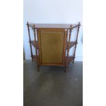 A 19th century satinwood side cabinet base with a grill work door and turned supports - Height