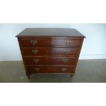 A mahogany four drawer chest on dwarf cabriole legs - Height 86cm x 93cm x 48cm