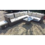 A Bramblecrest Rio corner sofa set with cushions and a coffee table