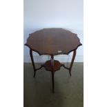 An early 20th century mahogany window table with an under tier - Height 69cm x 72cm