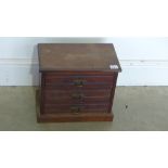 An Edwardian oak three drawer trinket chest - Height 30cm x 34cm x 20cm