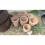 Seven assorted terracotta pots