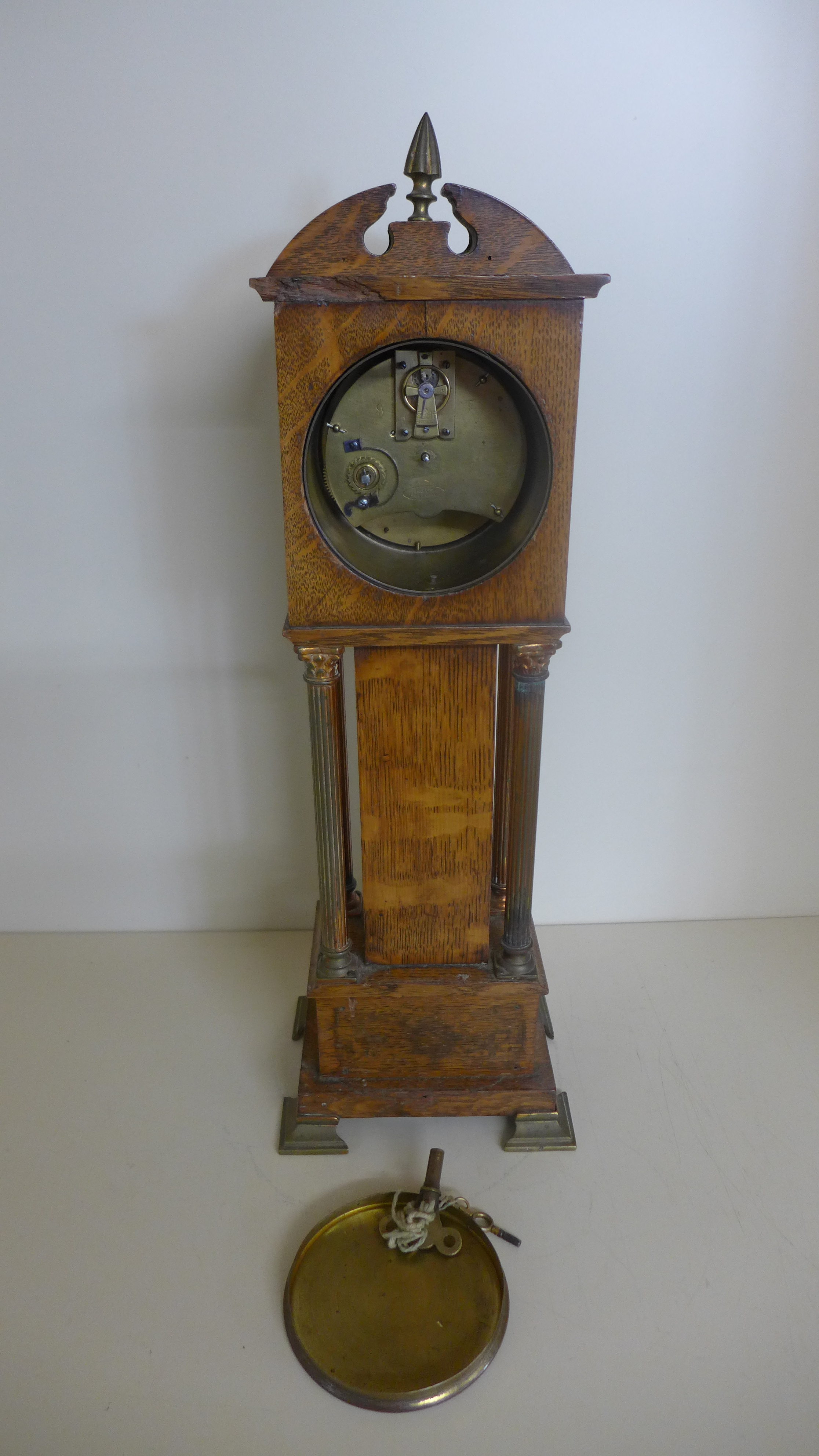 A miniature oak and ormolu mounted grandfather clock with a French movement by R and Co Paris - - Image 2 of 3