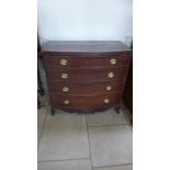 A 19th century mahogany four drawer bowfronted chest on short cabriole legs - Height 101cm x 105cm