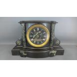 A Belgian slate and marble mantle clock,