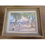 Alan Stenhouse Gourley PROI - Oil on Board - Street Scene - 35cm x 26cm - framed