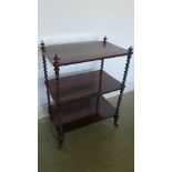 A 19th century walnut three tier whatnot on barley twist supports - Height 83cm x 61cm x 37cm