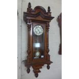 A walnut Vienna style wall clock - Height 99cm