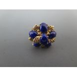 A 9ct yellow gold and blue stone cluster ring size L - approx weight 3.