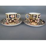 Two Royal Crown Derby Imari pattern cups and saucers pattern 2451 - no damage evident
