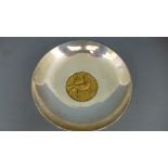 A 925 silver bowl with brass metal insert - Diameter 18.