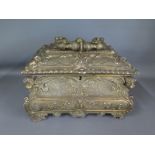 A 19th century decorative metal jewellery box - Height 18cm x 23cm x 17cm Condition report: Damage