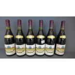 Six bottles of Vosne Romauee Les Malonsorts Domaine du Clos Frantin 1977 red wine - levels good,