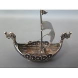 A miniature Norwegian silver Viking ship