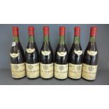 Six bottles of Mazis-Chambertin Pierre Gelin 1970 Cote - D'or red wine - one level low,