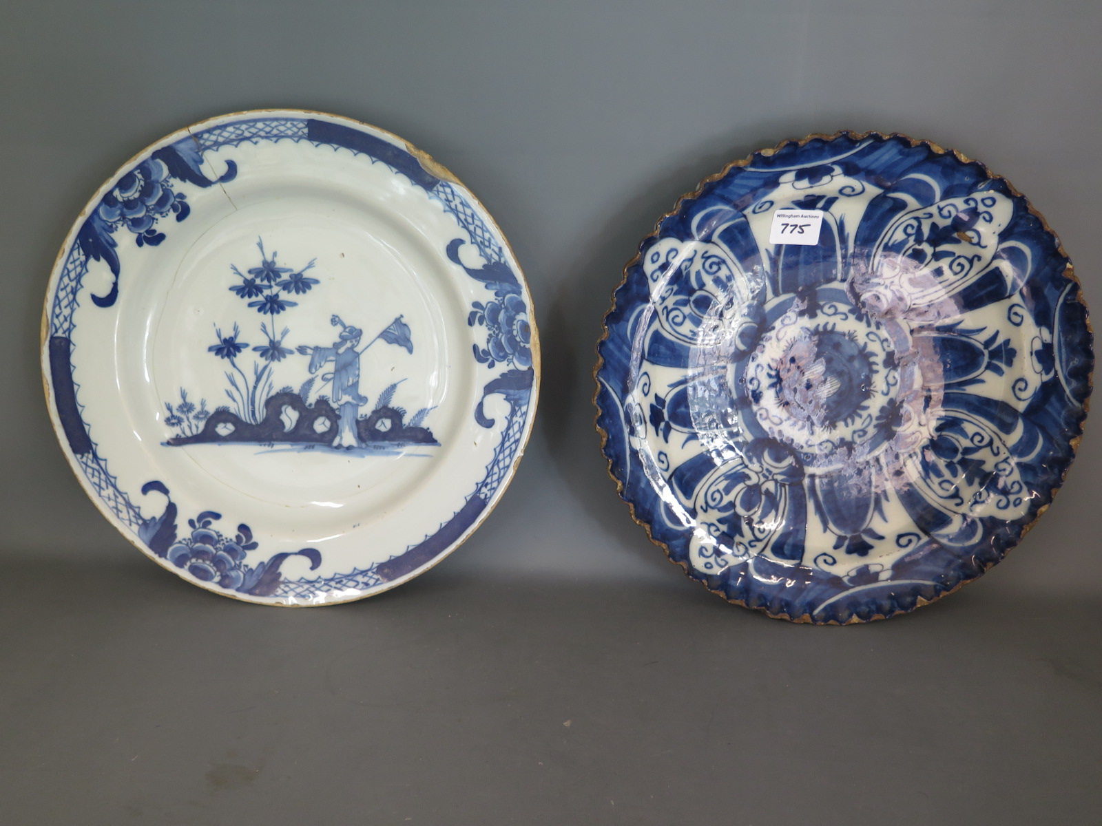 A tin glazed 18th century Earthenware blue and white pie crust dish,