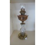 A Benson oil lamp - Height 52cm - with brass base and copper reservoir