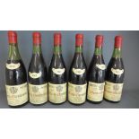 Six bottles of Mazis-Chambertin Pierre Gelin 1970 Cote - D'or red wine - one level low,