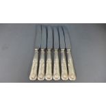 A set of six silver handled Kings pattern dinner knives - Hallmarked for Sheffield 1959