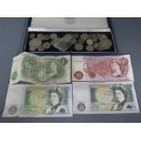 Three Bank of England one pound banknotes,