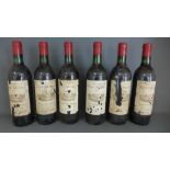 Six bottles of Chateau Tour Musset 1983 Montagne Saint Emilion red wine - levels good,