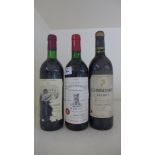 Three bottles of red wine Chateau la Tour St Bonnet Medoc and Grand Vin de Bordeaux 1983 and