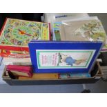 A box of vintage puzzles including Victory Wooden Games etc
