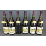 Six bottles of Gevrey-Chambertin Domaine du Close Frantin 1974 red wine - levels good,