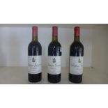 Three bottles of Chateau Giscours Grand Cru Classe en 1855 Margaux 1982 75cl each - all bottle at