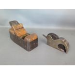 Two cabinet makers metal planes small smoother marked Kerr plus small bull nose with hardwood wedge