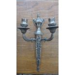 A white metal twin candle wall sconce - Height 39cm x 12cm x 22cm wide
