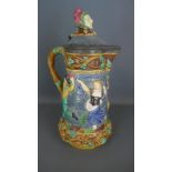 A 19th century Minton Majolica Jester tower jug number 1231 1870's - Height 33cm - some crazing and