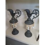 A pair of large decorative ewers - Height 53cm