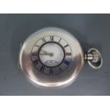 A hallmarked silver cased half Hunter pocket watch by J W Benson, London,
