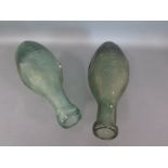 Two early Aqua glass Schweppes and Co bottles- Length 22cm