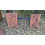 A pair of Renaissance style terracotta wall plaques - Height 46cm x Width 36cm