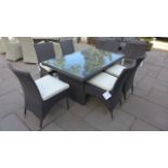 A Bramblecrest Rio 160cm x 90cm rectangular table with six Rio classic side chairs