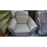An ex display leather electric reclining armchair