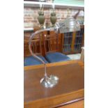 An Art Deco style desk lamp with shell shape shade - nickel plated - Height 54cm
