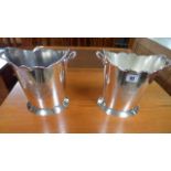 A pair of silver plated wine cooler - Height 22cm