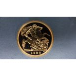 A gold half Sovereign dated 1980 - good condition in a case