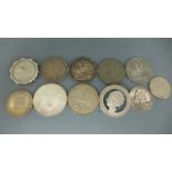 A selection of silver and 50% silver coins, including 1890 Crown, 1899 Crown ,