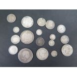 A collection of eighteen Georgian and Victorian silver coinage - Weight approx. 4.