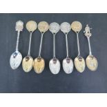 Five silver Rifleman spoons and two other Rifleman spoons - total weight approx 3.