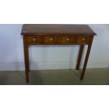 A burr walnut hall table with four drawers made by a local cabinet maker - Height 77cm x Width 88cm